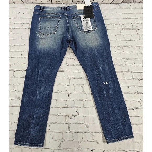 Cult Of Individuality Punk Super Skinny Distressed Blue Pacific Jeans MENS 44 - Picture 11 of 14